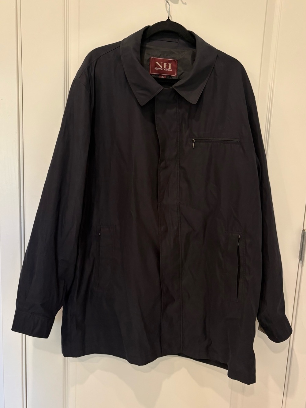 Vintage Newport Harbor Men's Car Coat Jacket | Black Nylon Blend | Size XL EUC